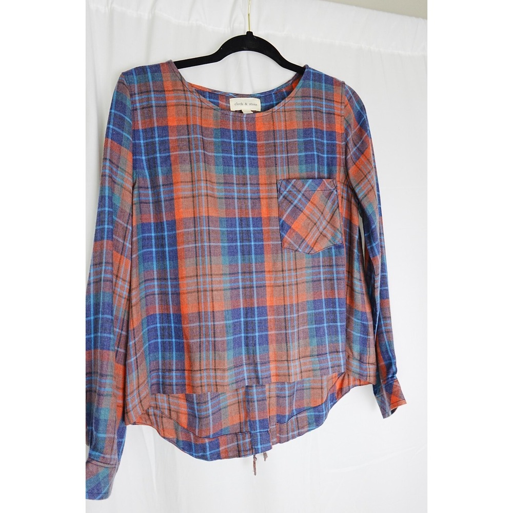 Cloth &‎ Stone Plaid Flannel Long Sleeve Top Size S Soft Fall Shirt